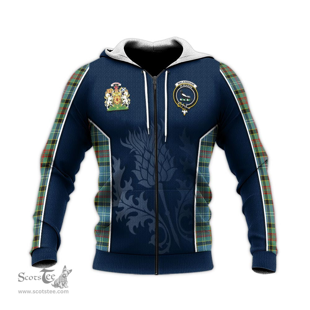 ScotsTee Shop Scottish Walkinshaw Clan Scottish Crest and Scottish Thistle Sport Tartan Hoodie