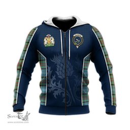 ScotsTee Shop Scottish Walkinshaw Clan Scottish Crest and Scottish Thistle Sport Tartan Hoodie