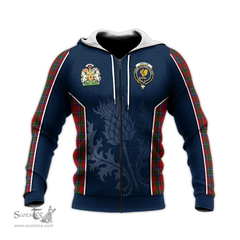 ScotsTee Shop Scottish Sinclair Clan Scottish Crest and Scottish Thistle Sport Tartan Hoodie