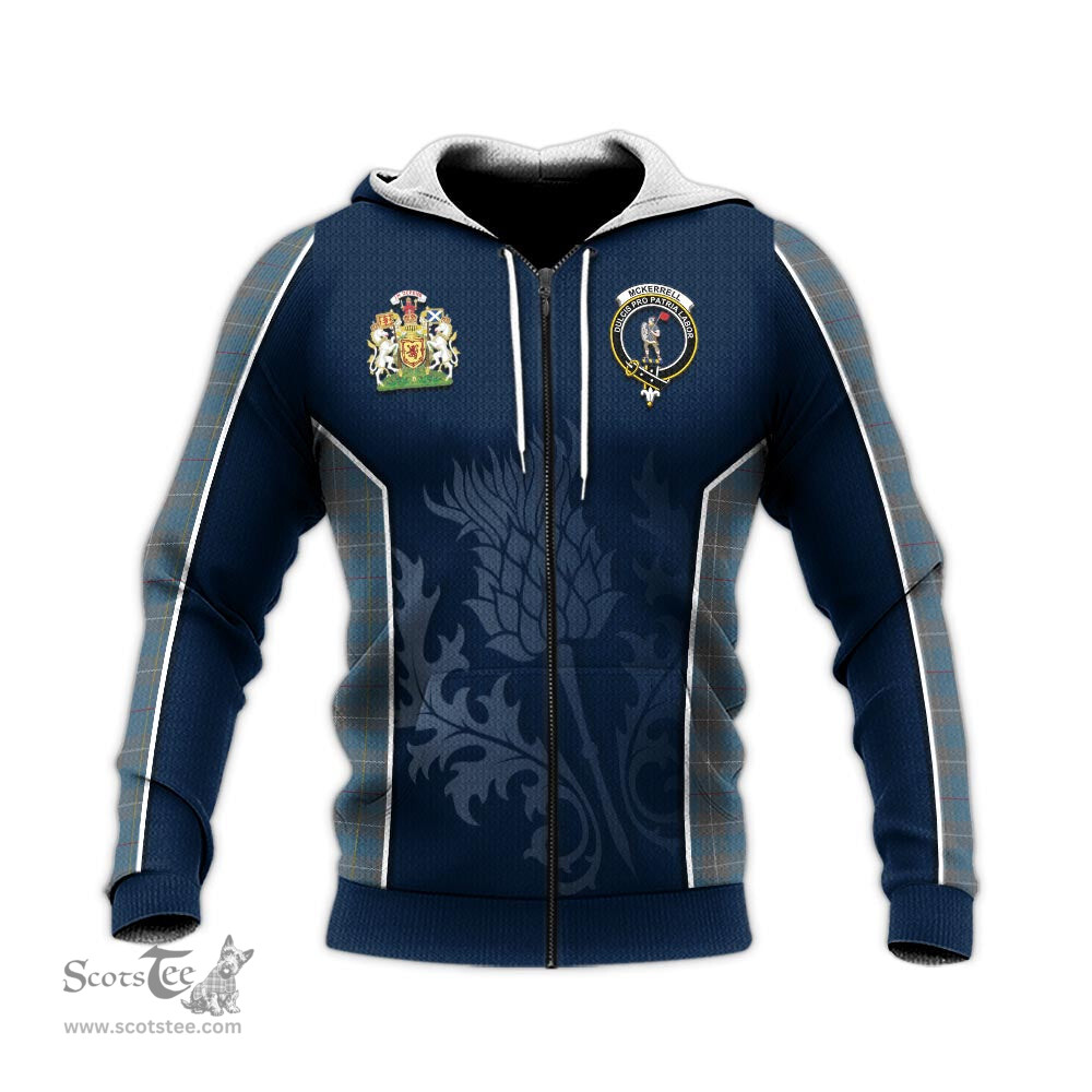 ScotsTee Shop Scottish McKerrell of Hillhouse Dress Clan Scottish Crest and Scottish Thistle Sport Tartan Hoodie