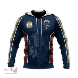 ScotsTee Shop Scottish Rose White Dress Clan Scottish Crest and Scottish Thistle Sport Tartan Hoodie