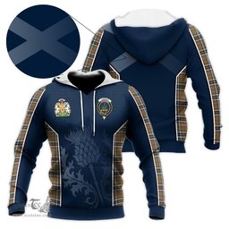 ScotsTee Shop Scottish Thomson Camel Clan Scottish Crest and Scottish Thistle Sport Tartan Hoodie