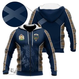 ScotsTee Shop Scottish Thomson Camel Clan Scottish Crest and Scottish Thistle Sport Tartan Hoodie