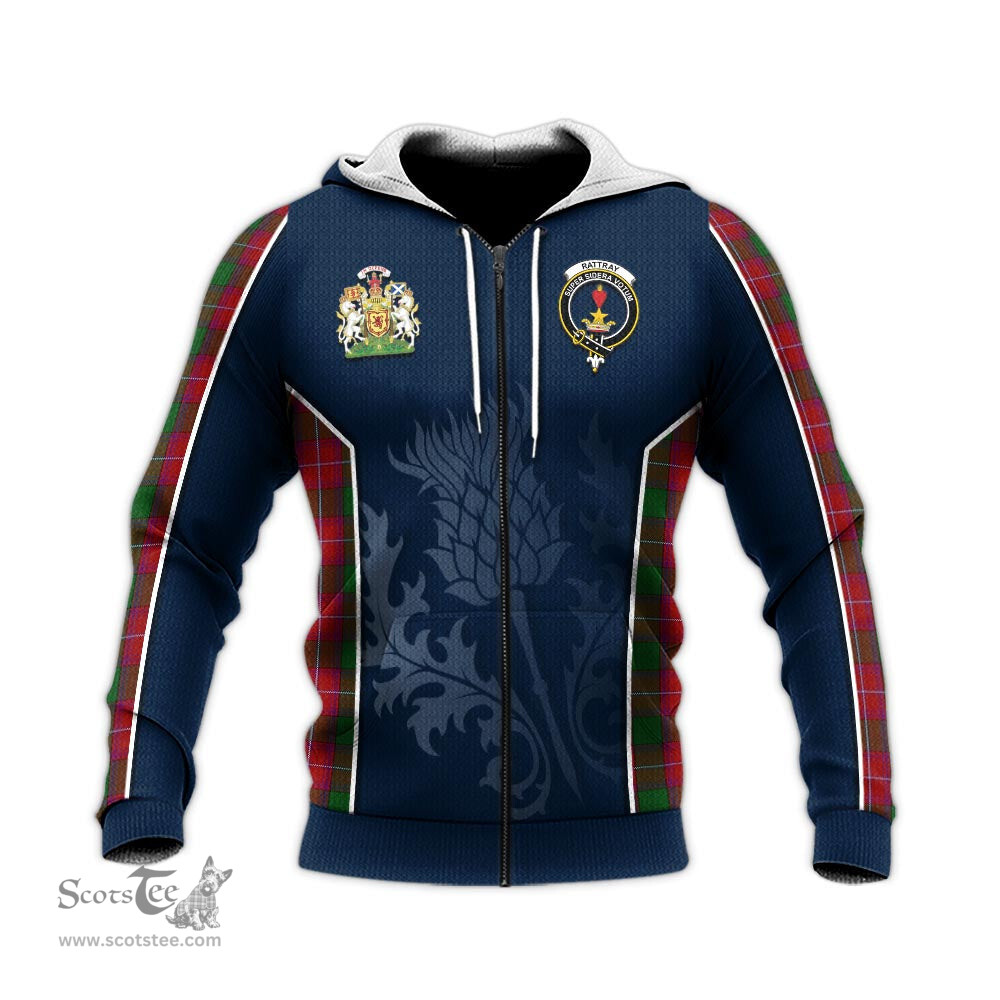 ScotsTee Shop Scottish Rattray Clan Scottish Crest and Scottish Thistle Sport Tartan Hoodie