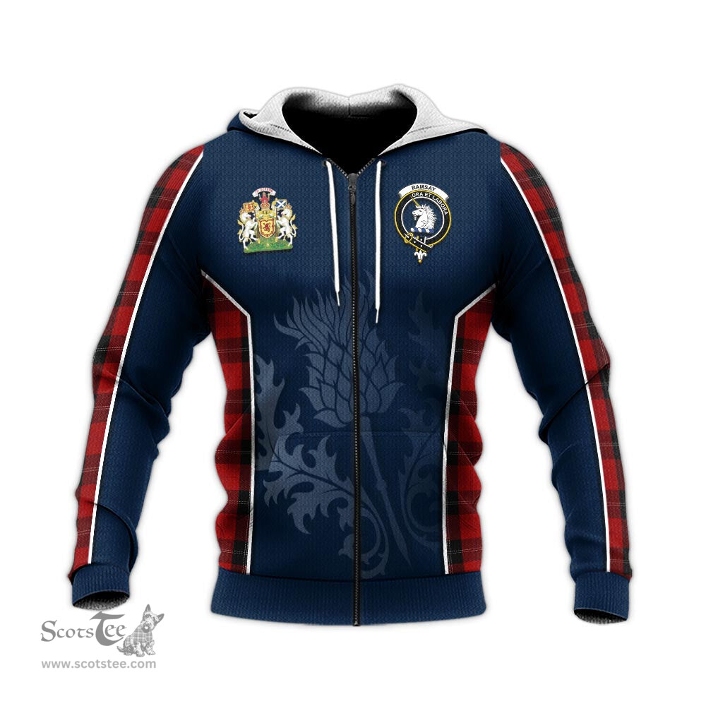 ScotsTee Shop Scottish Ramsay Clan Scottish Crest and Scottish Thistle Sport Tartan Hoodie