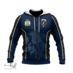 ScotsTee Shop Scottish MacRae Hunting Clan Scottish Crest and Scottish Thistle Sport Tartan Hoodie