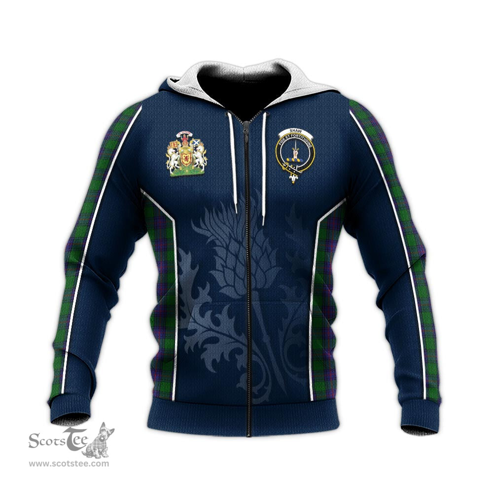 ScotsTee Shop Scottish Shaw Clan Scottish Crest and Scottish Thistle Sport Tartan Hoodie