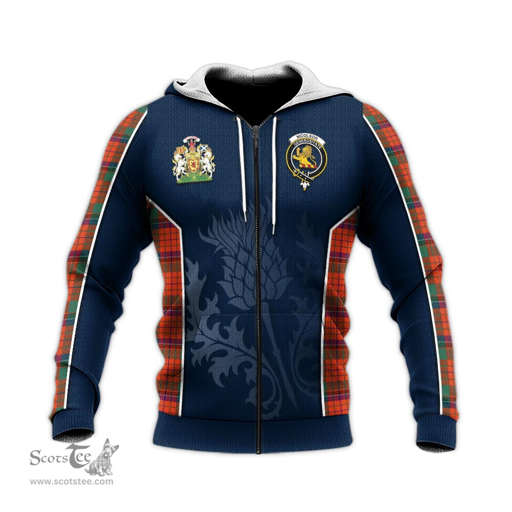 ScotsTee Shop Scottish Nicolson Ancient Clan Scottish Crest and Scottish Thistle Sport Tartan Hoodie