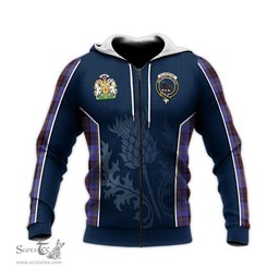 ScotsTee Shop Scottish Rutherford Clan Scottish Crest and Scottish Thistle Sport Tartan Hoodie