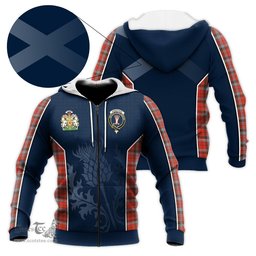 ScotsTee Shop Scottish Robertson Weathered Clan Scottish Crest and Scottish Thistle Sport Tartan Hoodie