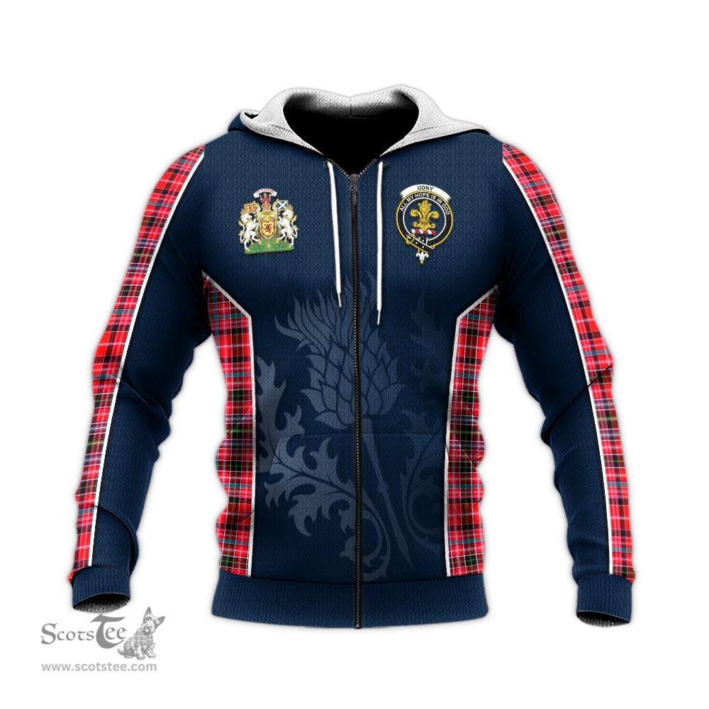 ScotsTee Shop Scottish Udny Clan Scottish Crest and Scottish Thistle Sport Tartan Hoodie
