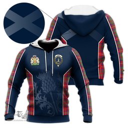 ScotsTee Shop Scottish Shaw Red Modern Clan Scottish Crest and Scottish Thistle Sport Tartan Hoodie