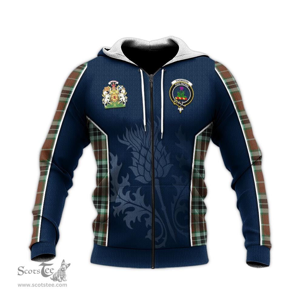 ScotsTee Shop Scottish Thomson Hunting Modern Clan Scottish Crest and Scottish Thistle Sport Tartan Hoodie