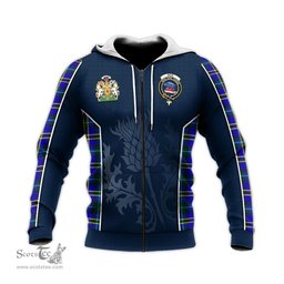 ScotsTee Shop Scottish Weir Modern Clan Scottish Crest and Scottish Thistle Sport Tartan Hoodie
