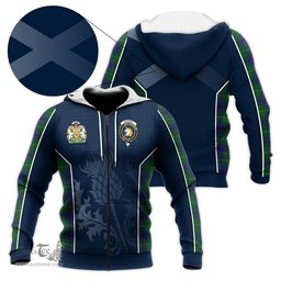 ScotsTee Shop Scottish Oliphant Clan Scottish Crest and Scottish Thistle Sport Tartan Hoodie