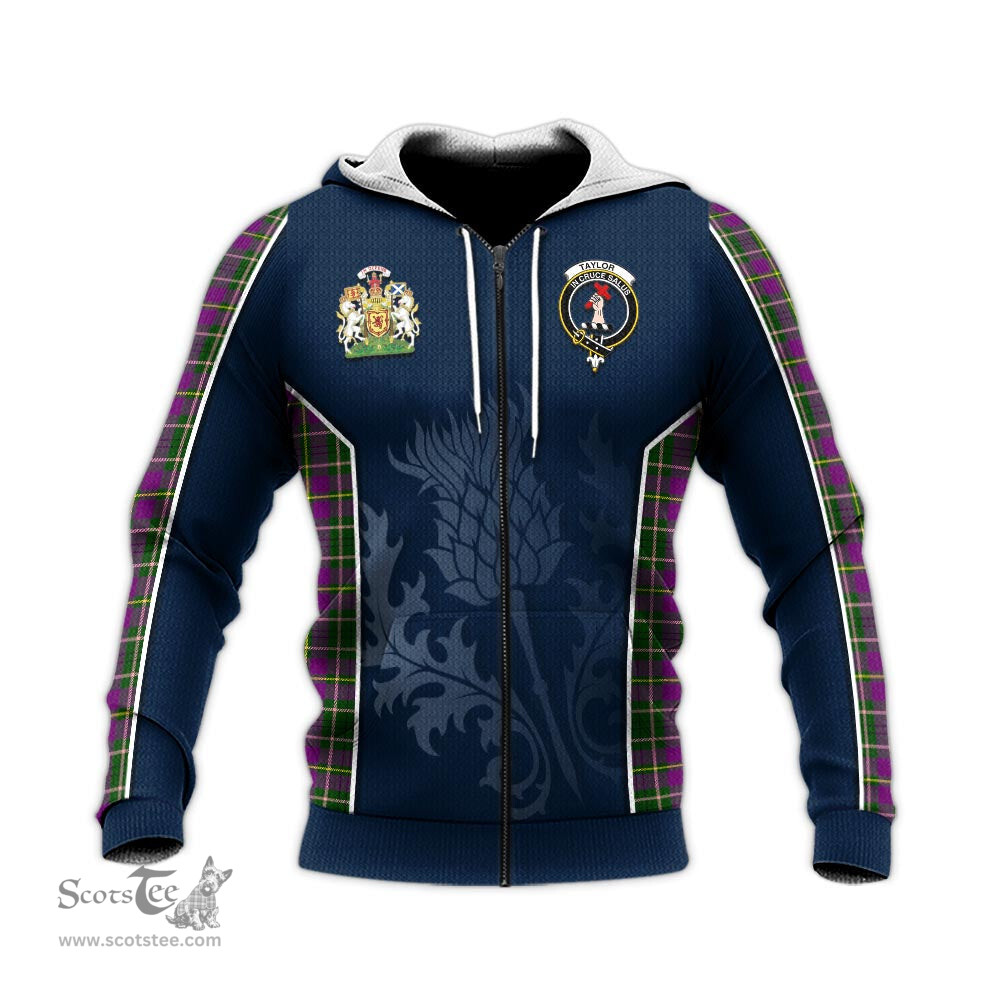 ScotsTee Shop Scottish Taylor Clan Scottish Crest and Scottish Thistle Sport Tartan Hoodie