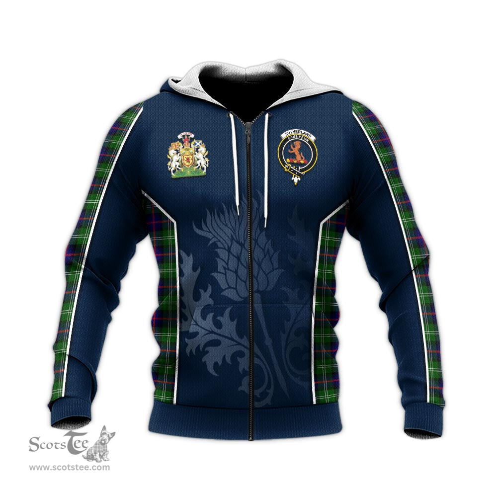 ScotsTee Shop Scottish Sutherland Modern Clan Scottish Crest and Scottish Thistle Sport Tartan Hoodie