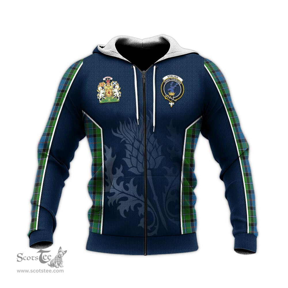 ScotsTee Shop Scottish Stirling Clan Scottish Crest and Scottish Thistle Sport Tartan Hoodie