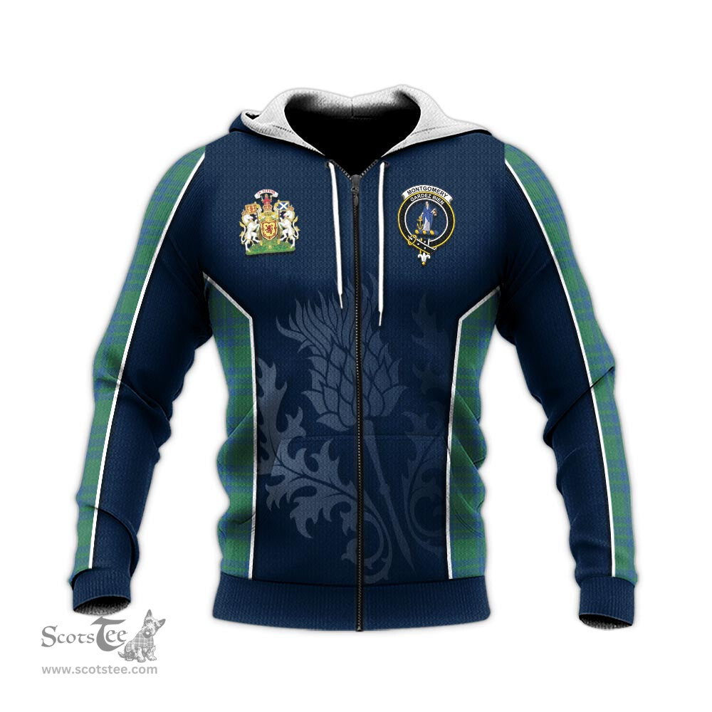 ScotsTee Shop Scottish Montgomery Ancient Clan Scottish Crest and Scottish Thistle Sport Tartan Hoodie
