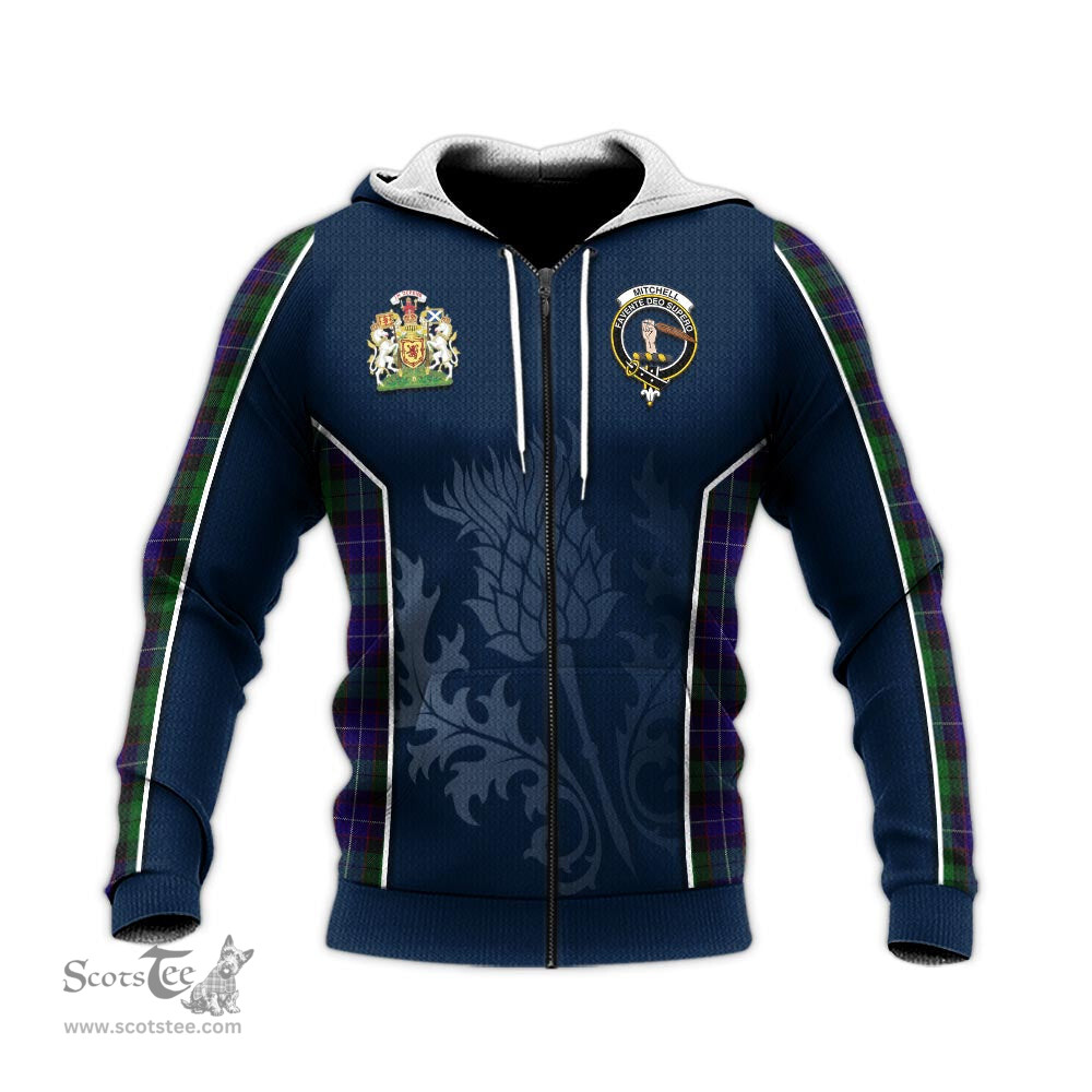 ScotsTee Shop Scottish Mitchell Clan Scottish Crest and Scottish Thistle Sport Tartan Hoodie