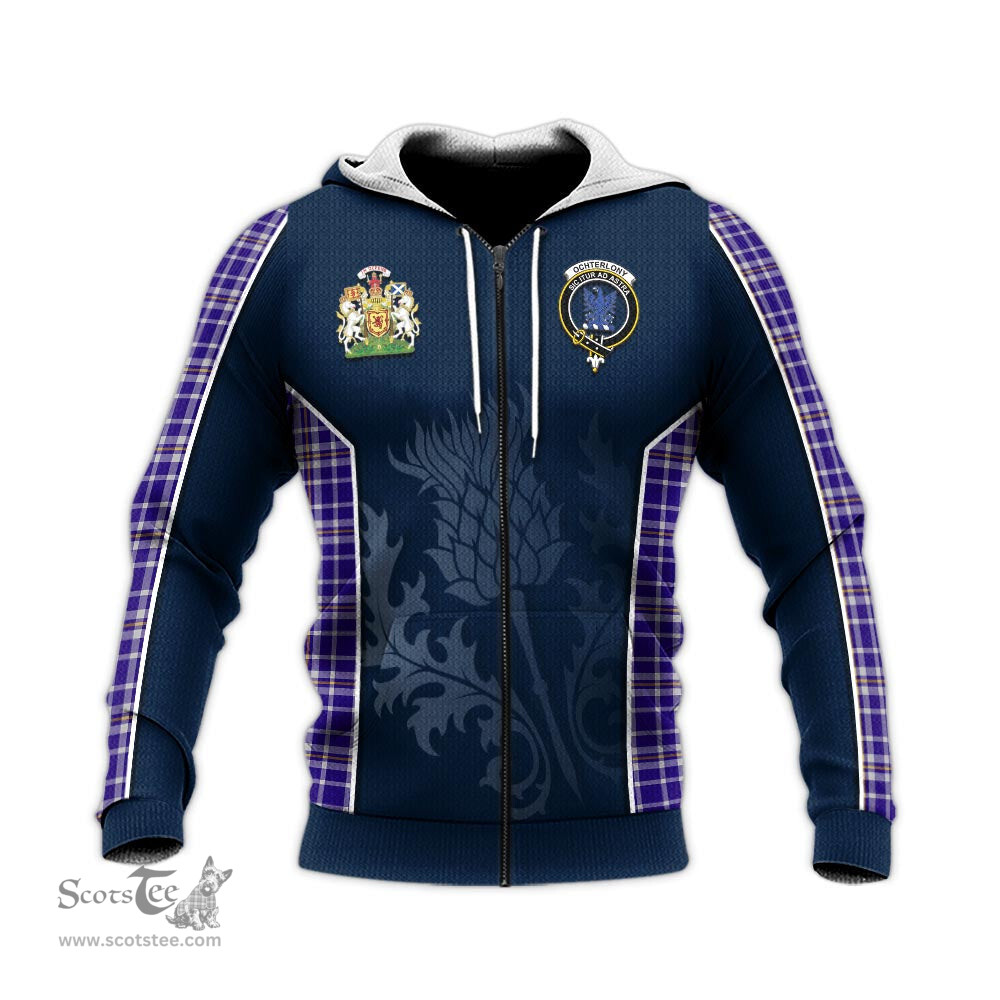 ScotsTee Shop Scottish Ochterlony Clan Scottish Crest and Scottish Thistle Sport Tartan Hoodie