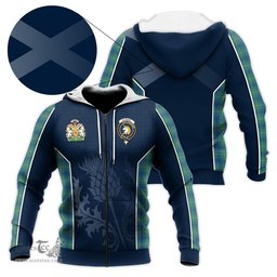 ScotsTee Shop Scottish Oliphant Ancient Clan Scottish Crest and Scottish Thistle Sport Tartan Hoodie