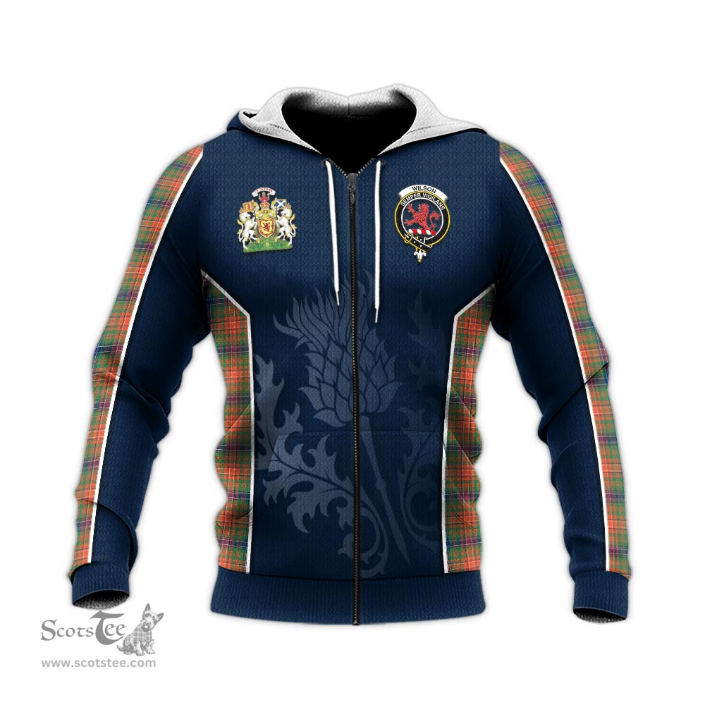 ScotsTee Shop Scottish Wilson Ancient Clan Scottish Crest and Scottish Thistle Sport Tartan Hoodie