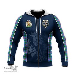 ScotsTee Shop Scottish Ralston Clan Scottish Crest and Scottish Thistle Sport Tartan Hoodie