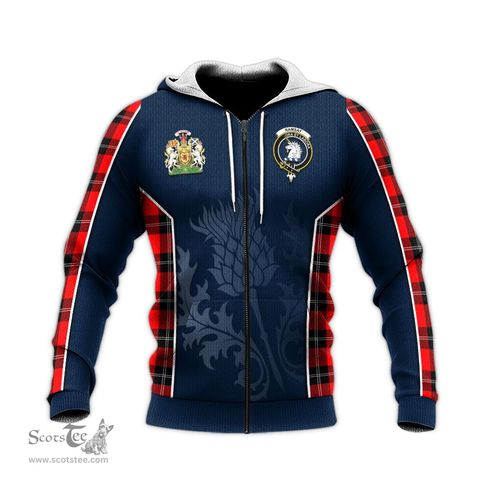 ScotsTee Shop Scottish Ramsay Modern Clan Scottish Crest and Scottish Thistle Sport Tartan Hoodie