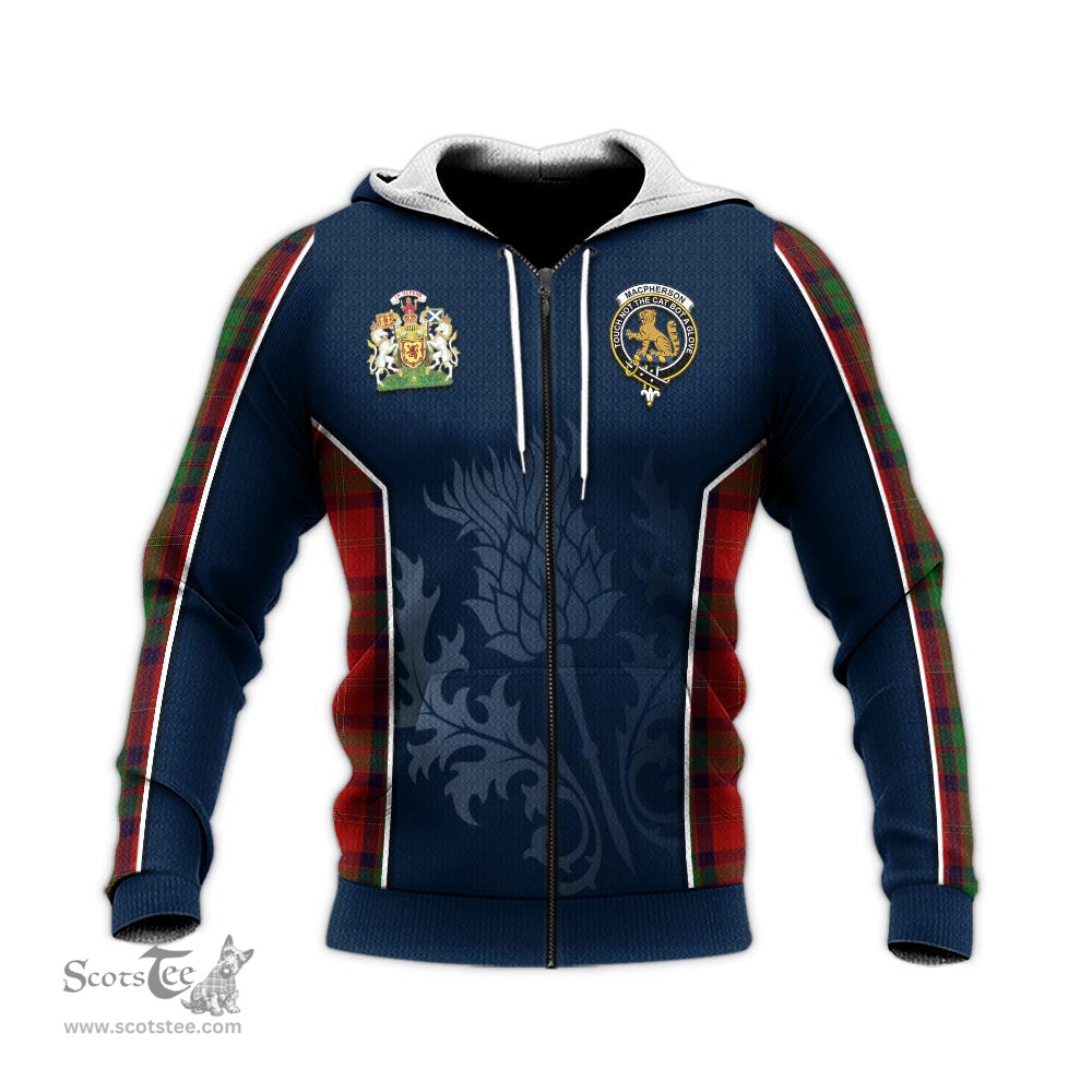 ScotsTee Shop Scottish MacPherson of Cluny Clan Scottish Crest and Scottish Thistle Sport Tartan Hoodie