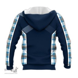 ScotsTee Shop Scottish Stewart Muted Blue Clan Scottish Crest and Scottish Thistle Sport Tartan Hoodie