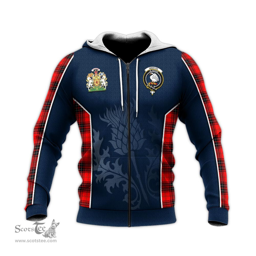 ScotsTee Shop Scottish Wemyss Modern Clan Scottish Crest and Scottish Thistle Sport Tartan Hoodie