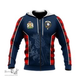 ScotsTee Shop Scottish Wemyss Modern Clan Scottish Crest and Scottish Thistle Sport Tartan Hoodie