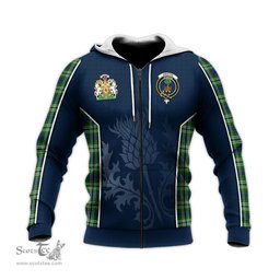 ScotsTee Shop Scottish Swinton Clan Scottish Crest and Scottish Thistle Sport Tartan Hoodie