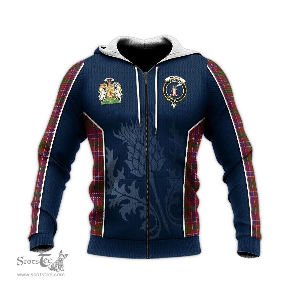 ScotsTee Shop Scottish MacRae Red Clan Scottish Crest and Scottish Thistle Sport Tartan Hoodie