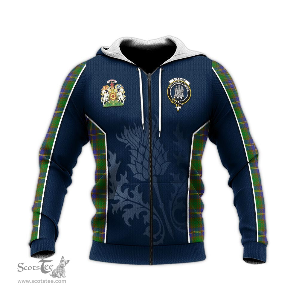 ScotsTee Shop Scottish Strange of Balkaskie Clan Scottish Crest and Scottish Thistle Sport Tartan Hoodie