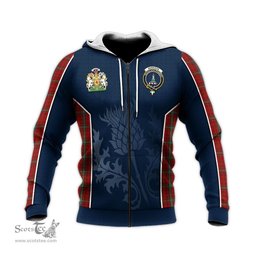 ScotsTee Shop Scottish Morrison Red Clan Scottish Crest and Scottish Thistle Sport Tartan Hoodie