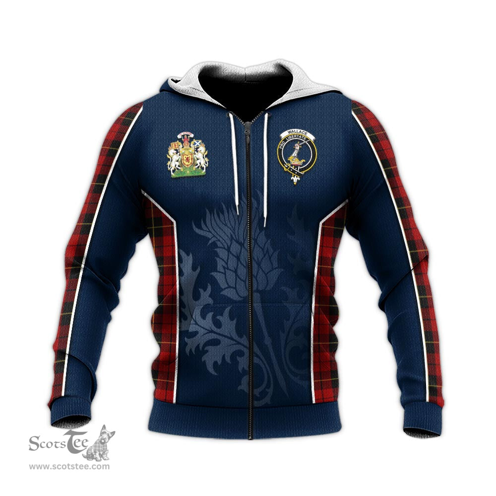 ScotsTee Shop Scottish Wallace Clan Scottish Crest and Scottish Thistle Sport Tartan Hoodie