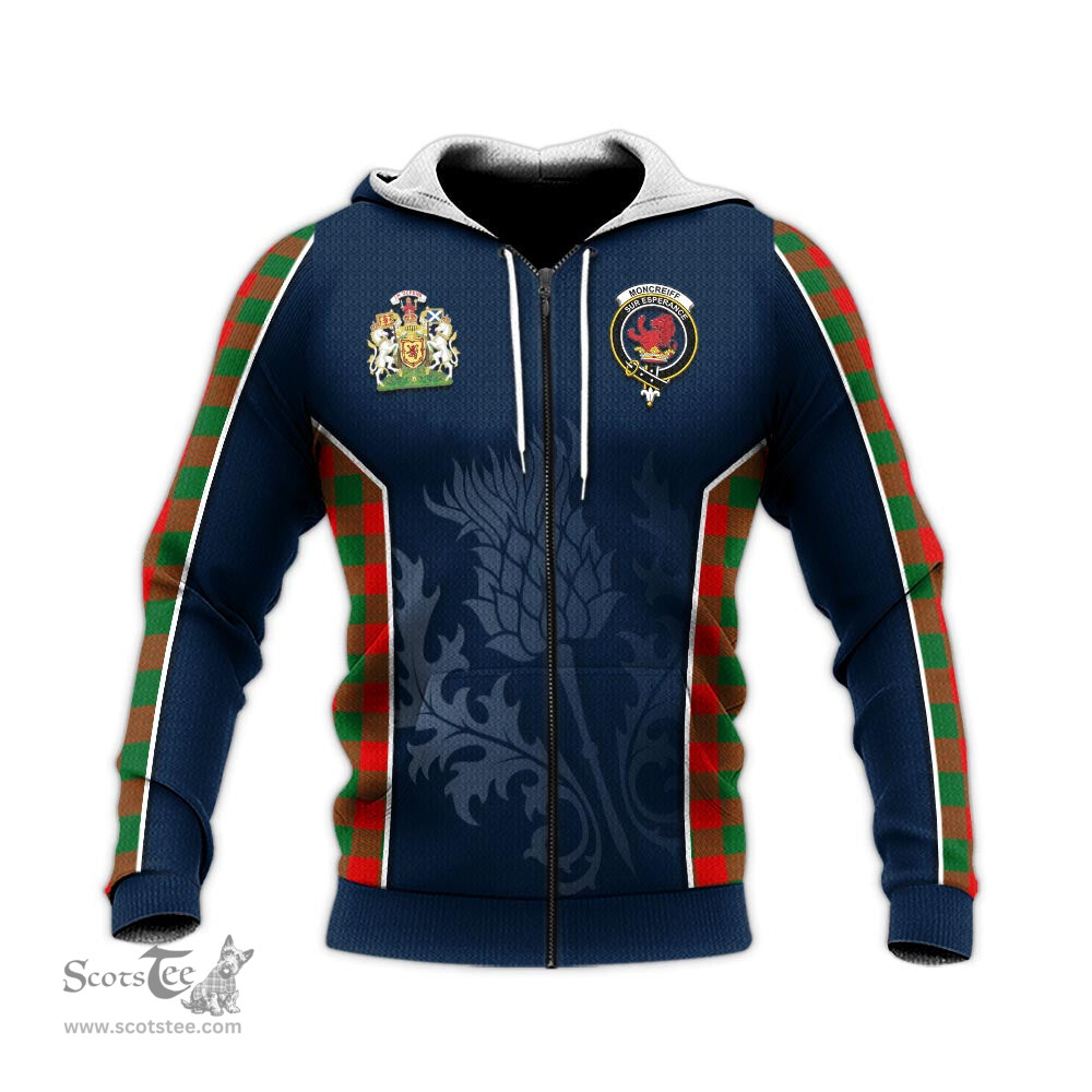 ScotsTee Shop Scottish Moncrieff Modern Clan Scottish Crest and Scottish Thistle Sport Tartan Hoodie