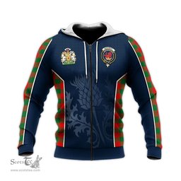 ScotsTee Shop Scottish Moncrieff Modern Clan Scottish Crest and Scottish Thistle Sport Tartan Hoodie