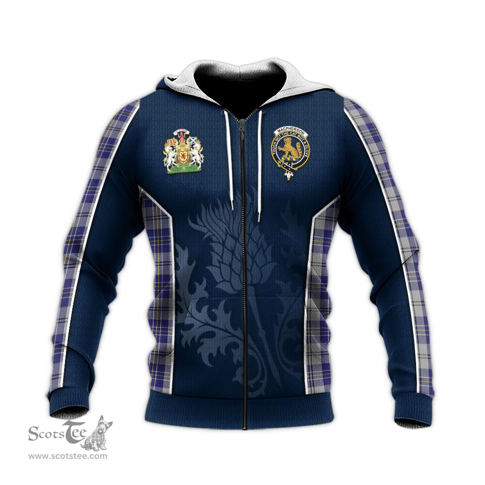 ScotsTee Shop Scottish MacPherson Dress Blue Clan Scottish Crest and Scottish Thistle Sport Tartan Hoodie