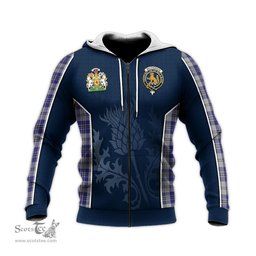 ScotsTee Shop Scottish MacPherson Dress Blue Clan Scottish Crest and Scottish Thistle Sport Tartan Hoodie