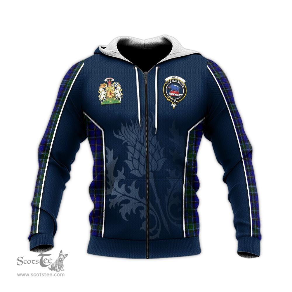 ScotsTee Shop Scottish Weir Clan Scottish Crest and Scottish Thistle Sport Tartan Hoodie