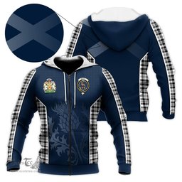 ScotsTee Shop Scottish Scott Black White Clan Scottish Crest and Scottish Thistle Sport Tartan Hoodie