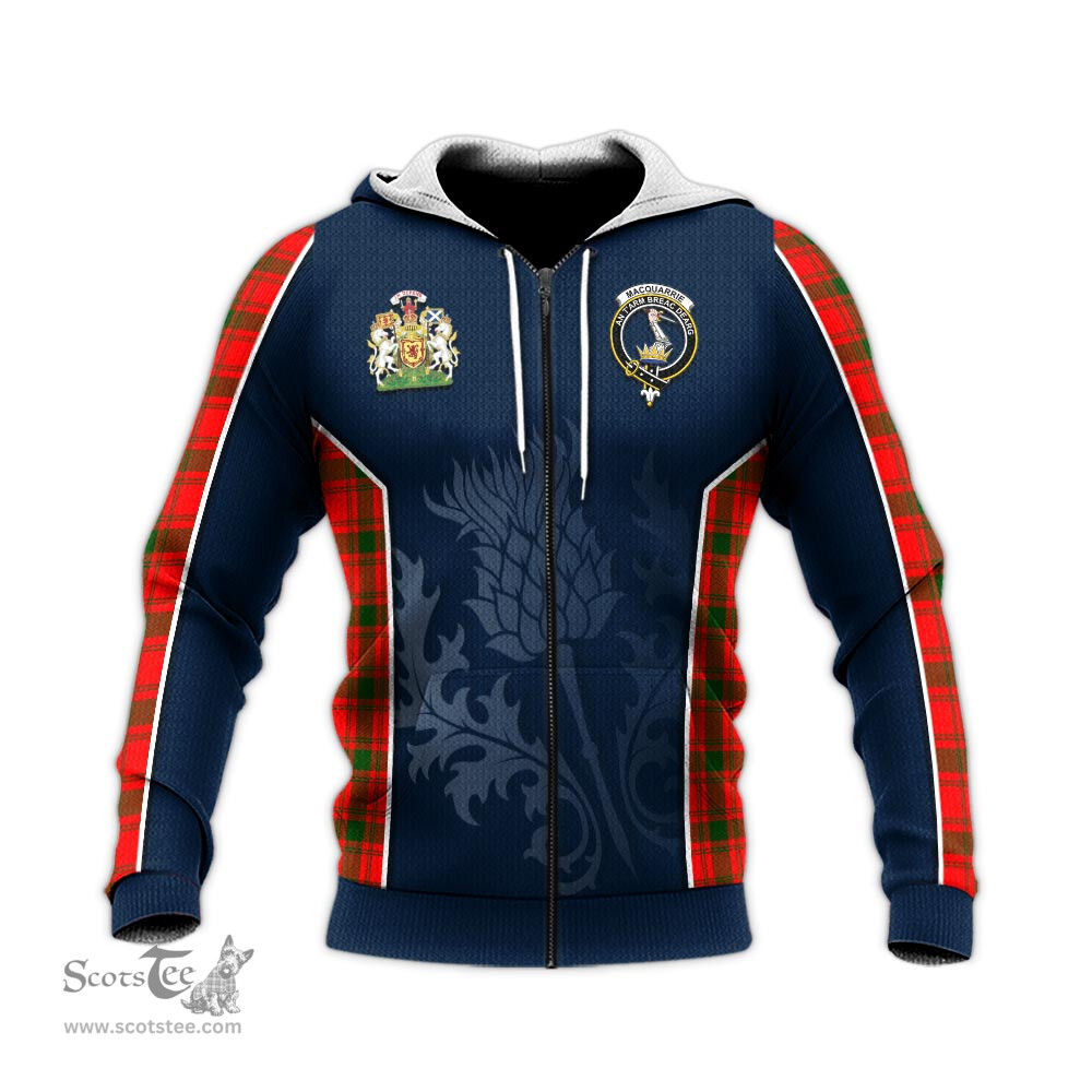 ScotsTee Shop Scottish MacQuarrie Modern Clan Scottish Crest and Scottish Thistle Sport Tartan Hoodie