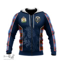ScotsTee Shop Scottish Preston Clan Scottish Crest and Scottish Thistle Sport Tartan Hoodie