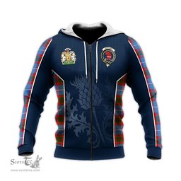 ScotsTee Shop Scottish Pentland Clan Scottish Crest and Scottish Thistle Sport Tartan Hoodie