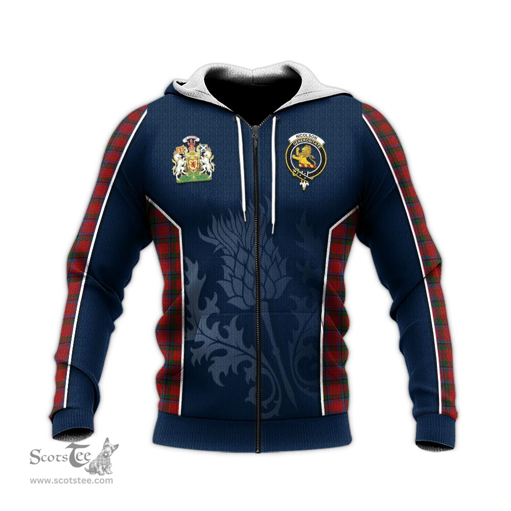ScotsTee Shop Scottish Nicolson Clan Scottish Crest and Scottish Thistle Sport Tartan Hoodie