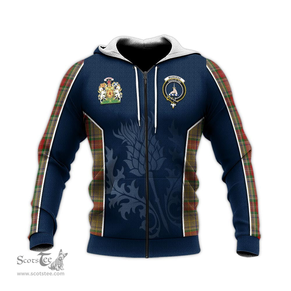 ScotsTee Shop Scottish Muirhead Old Clan Scottish Crest and Scottish Thistle Sport Tartan Hoodie