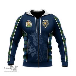 ScotsTee Shop Scottish Newlands of Lauriston Clan Scottish Crest and Scottish Thistle Sport Tartan Hoodie